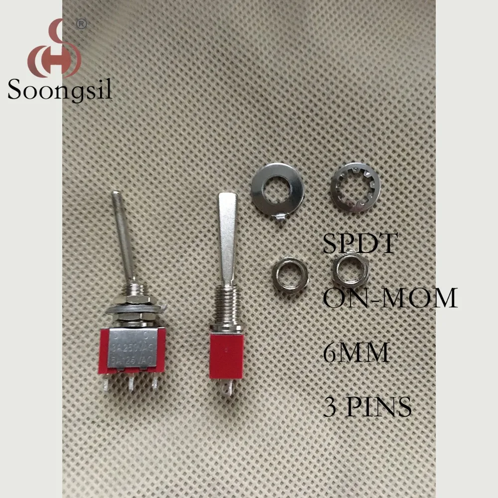 

Free Shipping 5PC/Lot New RED 3 Pin (ON)-MOM return automatically CQC Silver Point Long Flat handle Toggle Switch 6A125V
