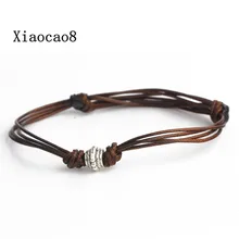 YNB brown cord men s bracelet with silver charm personalised monogram bracelet for men gift for