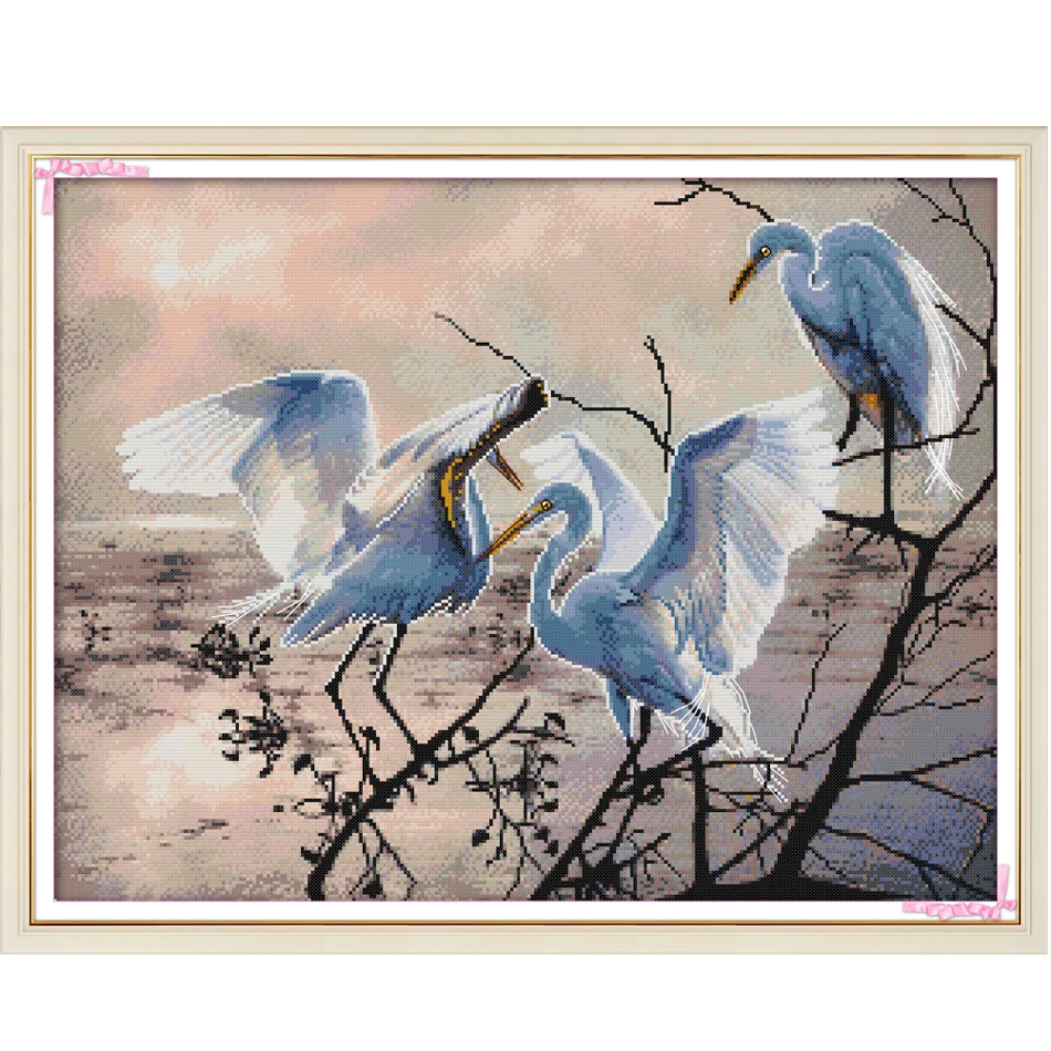 

Joy Sunday,Three egrets,cross stitch embroidery set,printing cloth embroidery kit,needlework,DIY cross stitch embroidery kit