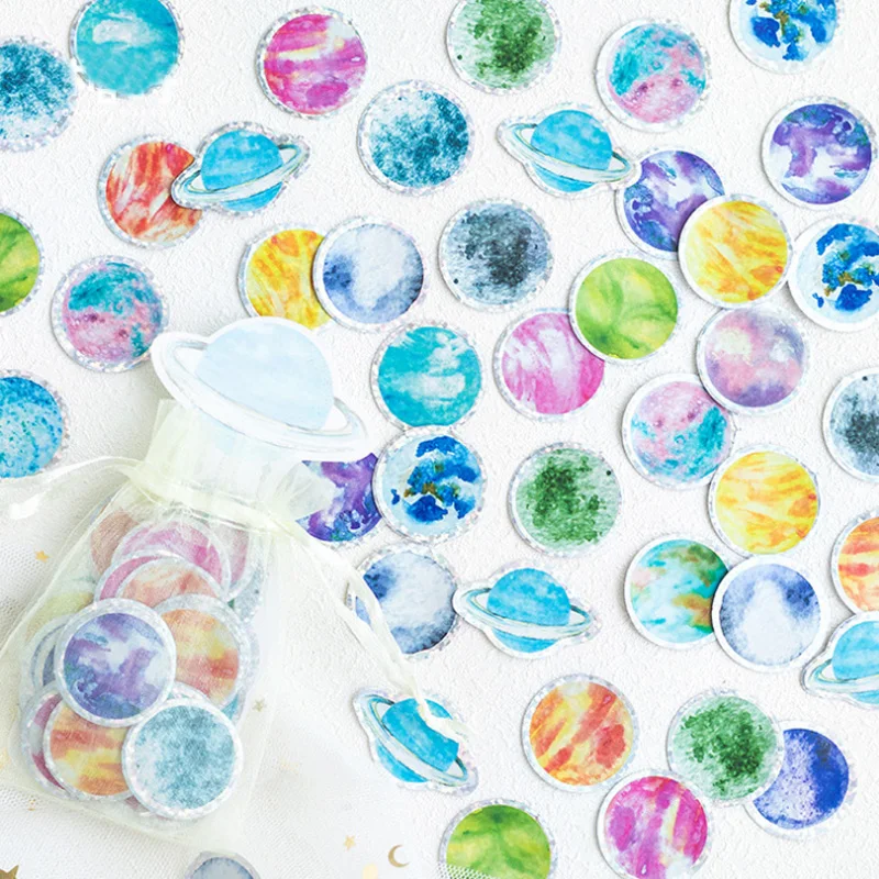

100 pcs/pack Small universe Organza Bag Decorative Adhesive Stickers IY album diary scrapbooking label sticker kawaii stationery