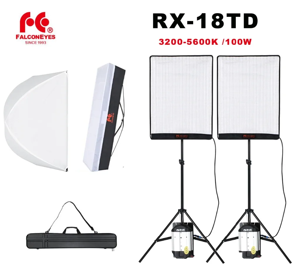Falcon Eyes 2pcs RX-18TD 100W Светодиодная лампа с регулируемой яркостью для видеосъемки 504pcs