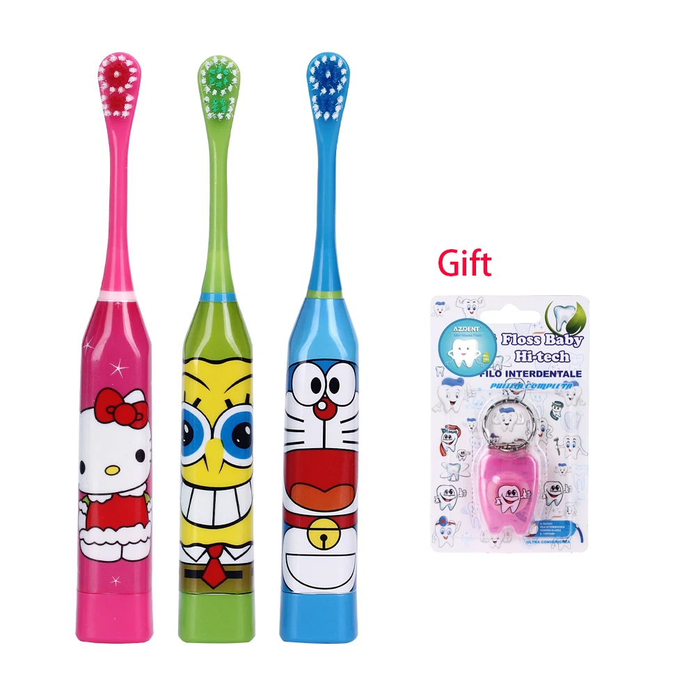 

Buy 3 Get 1 Gift AZDENT Children Electric Toothbrush Cartoon Pattern Double-sided Tooth Teeth Brush Heads For Kids Oral Clean