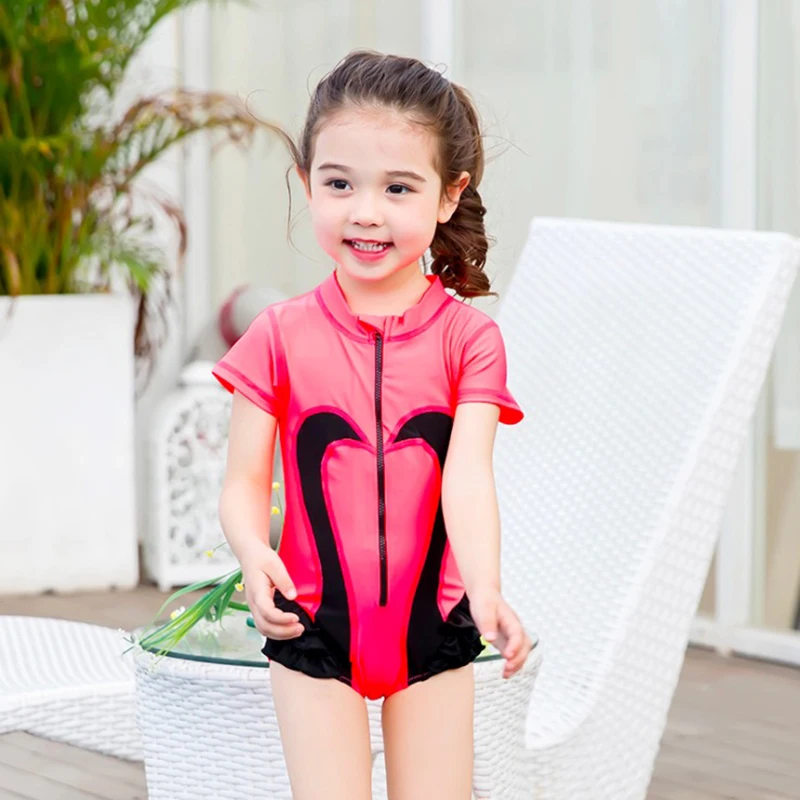 Children swimwear Sun protection One piece swimsuits for girls Ins