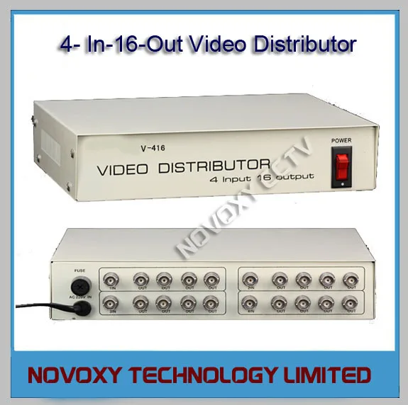 Free Shipping 4 In 16 Out Composite BNC Video Distributor Amplifier 4CH To 16CH Splitter For CCTV Security Camera DVR System