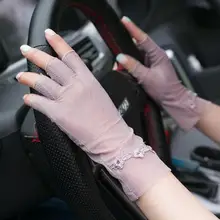 Женские весенне-летние тонкие солнцезащитные кружевные перчатки без пальцев для вождения женские летние дышащие перчатки для верховой езды R839