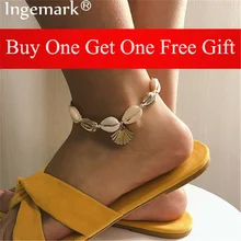 Ingemark, богемная ракушка, ювелирное изделие для ног, Летний Пляжный босиком браслет, ножной браслет, ножной браслет для женщин, милая натуральная ракушка, ремешок на щиколотке, бохо