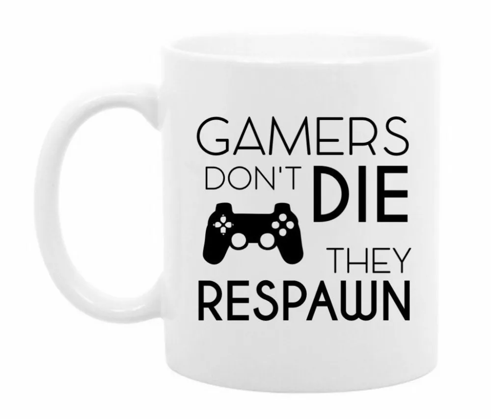 Hot Funny Gamers Don't Die They Respawn Game Coffee Mug Tea Cup Novelty Cool Gaming Video Games Cups for Daddy Coworker Gift | Дом и сад