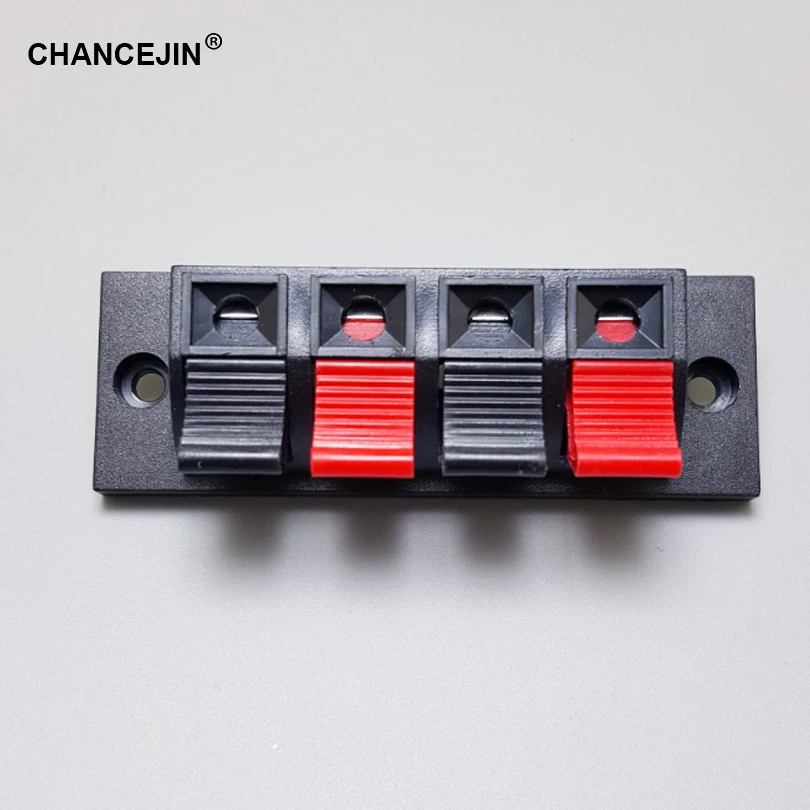 

4 pins 4 positions Connector red&black connected terminal spring holding plug unit be used in DIY power socket Speaker Terminal