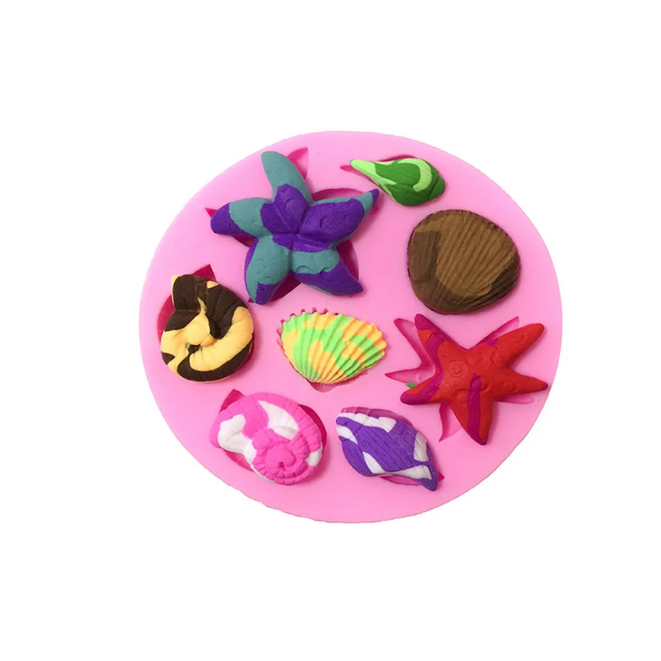 

Marine life shells Shape 3D fondant cake silicone mold food grade mastic confeitaria chocolate pastry candy making tools