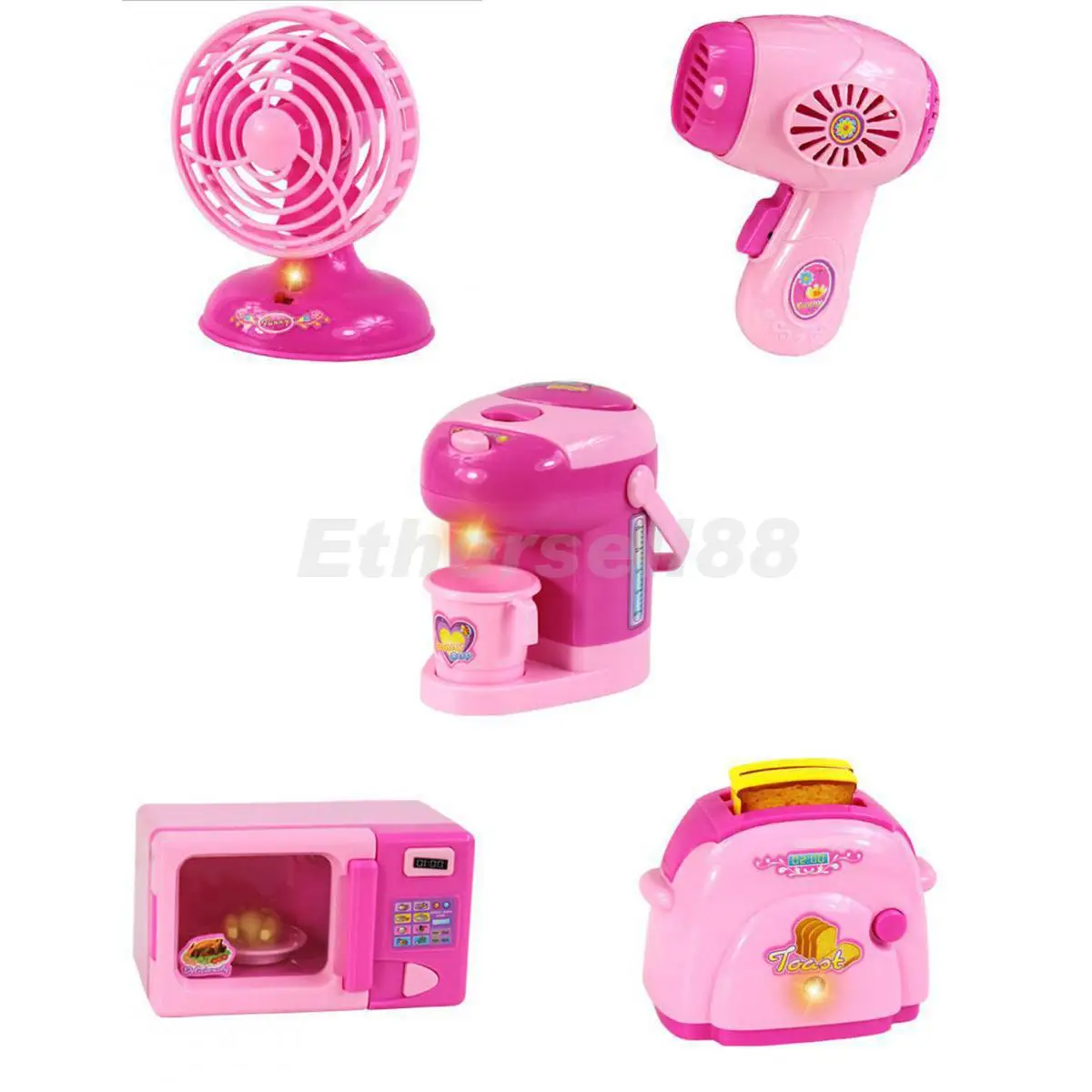 Juguete de simulación de plástico para niños, Mini secador de pelo,  ventilador de mesa, electrodoméstico, juego de rol, casa de muñecas, juguete  para niña, color rosa|kids pretend play|pretend playhair dryer toy -