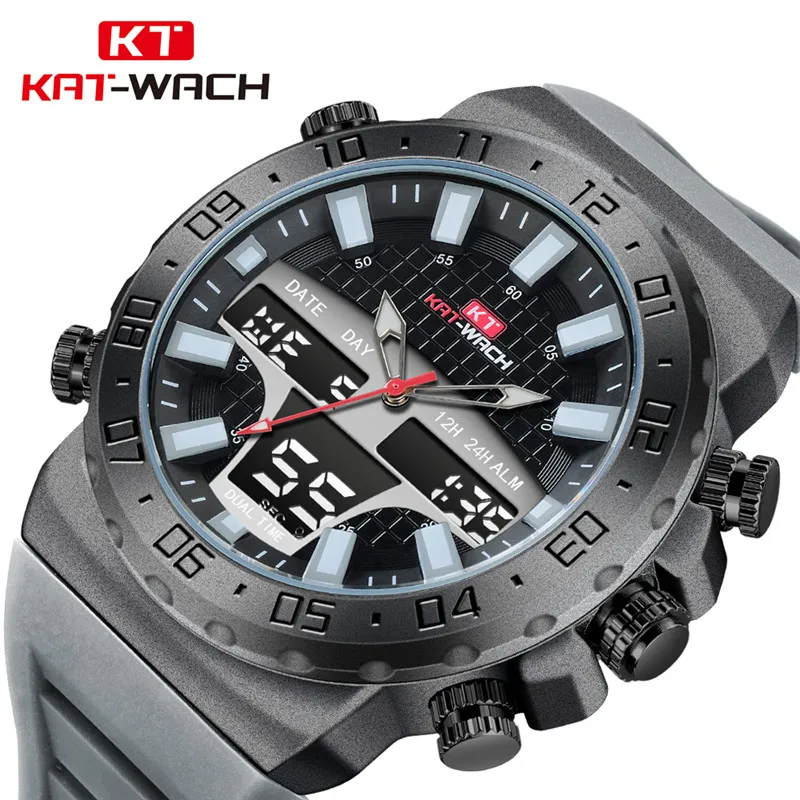 

KAT-WACH New Military Watch Army Sports Watch Big Size 52mm 50M Waterproof Special Dustproof Rubber Band erkek kol saati