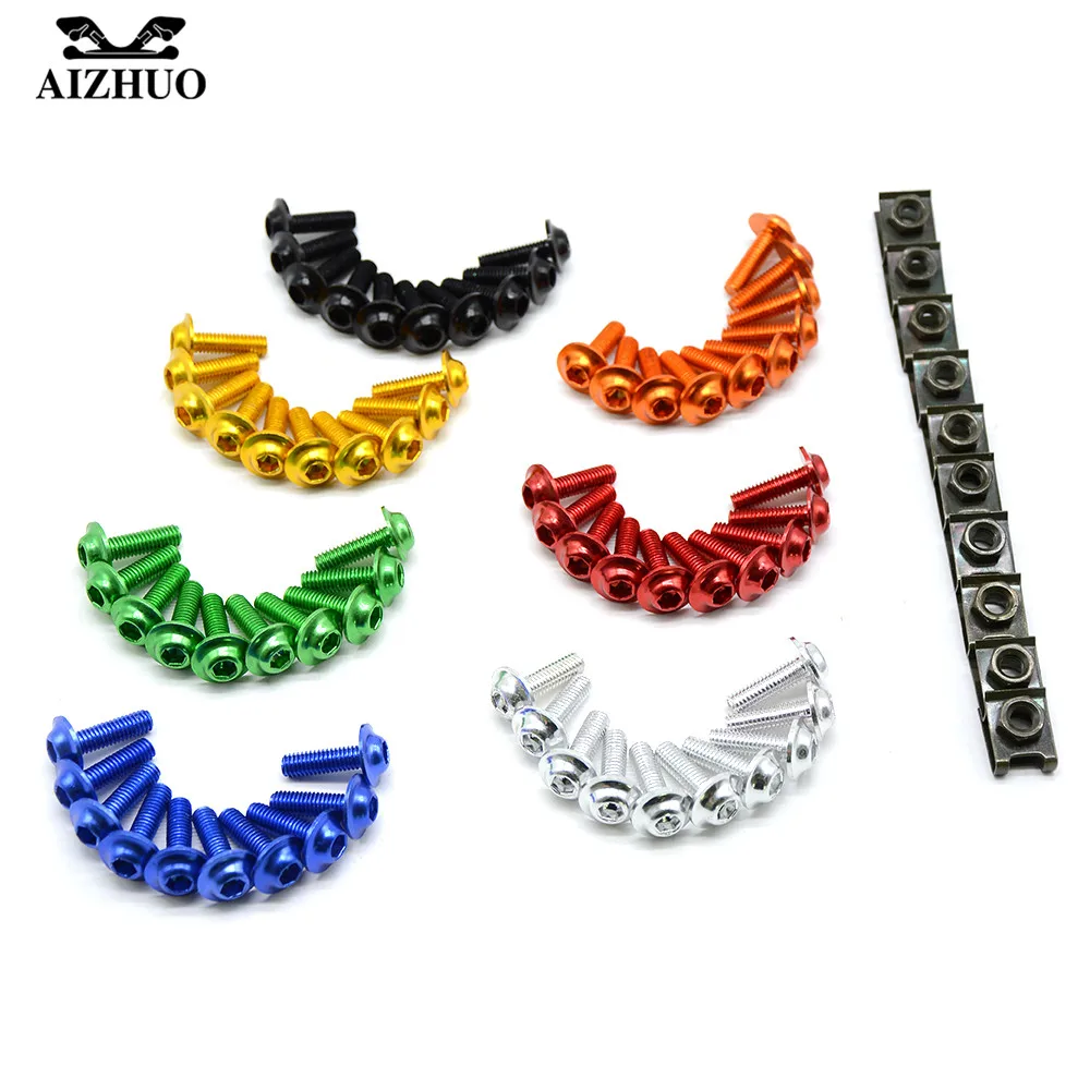10pcs 6mm Universal Motorcycle Fairing Bolts Screw Spring Nuts FOR YAMAHA XP500 530 FJR 1300 HONDA CBR 600 F2 F3 F4 F4i CB919