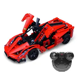 453 шт. техника серии RC дистанционное управление Sportscar Red Storm гоночный автомобиль USB Building Block Кирпич игрушка