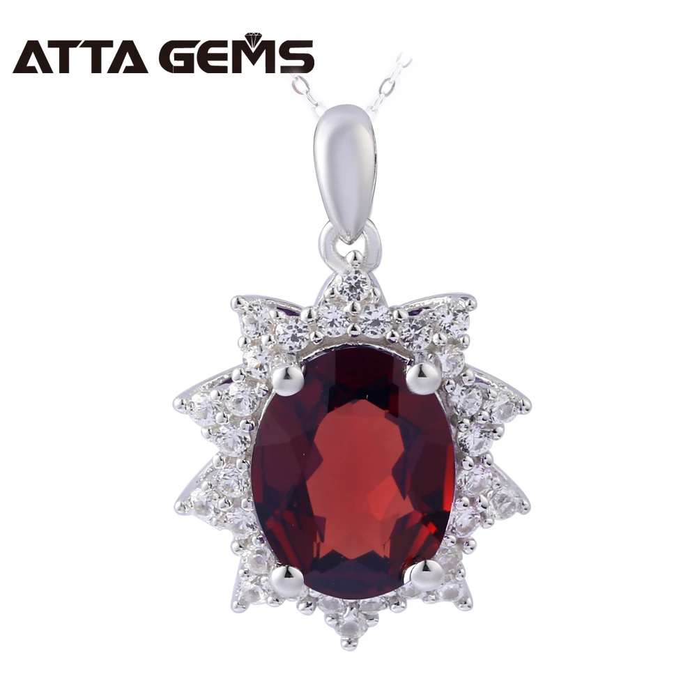 

Natural Red Garnet Sterling Silver Pendants 3.2 Carats Natural Garnet Women Fashion Silver Pendant for Wedding Engagement Gifts