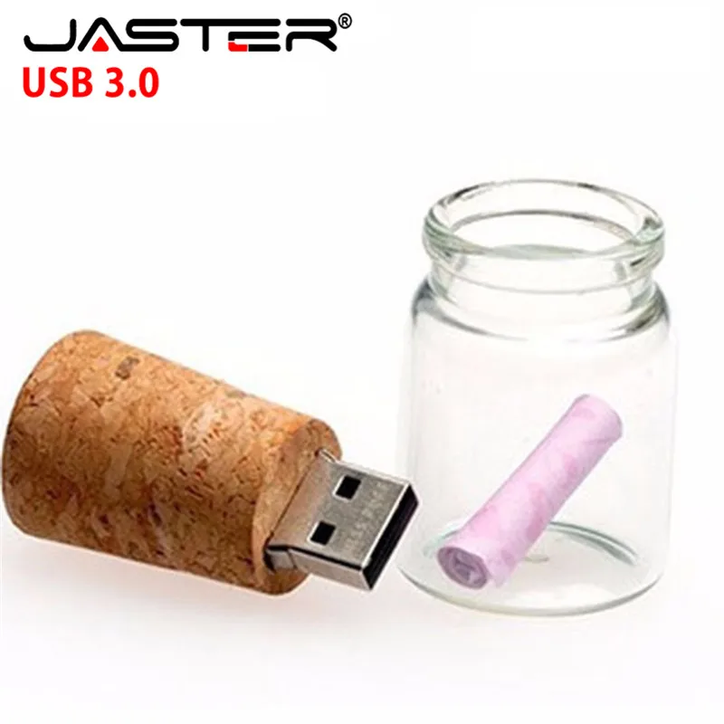 JASTER USB 3 0 100% пройти H2test бутылка usb флеш накопитель Стеклянная Ручка 4 ГБ 8 16 32 Желая