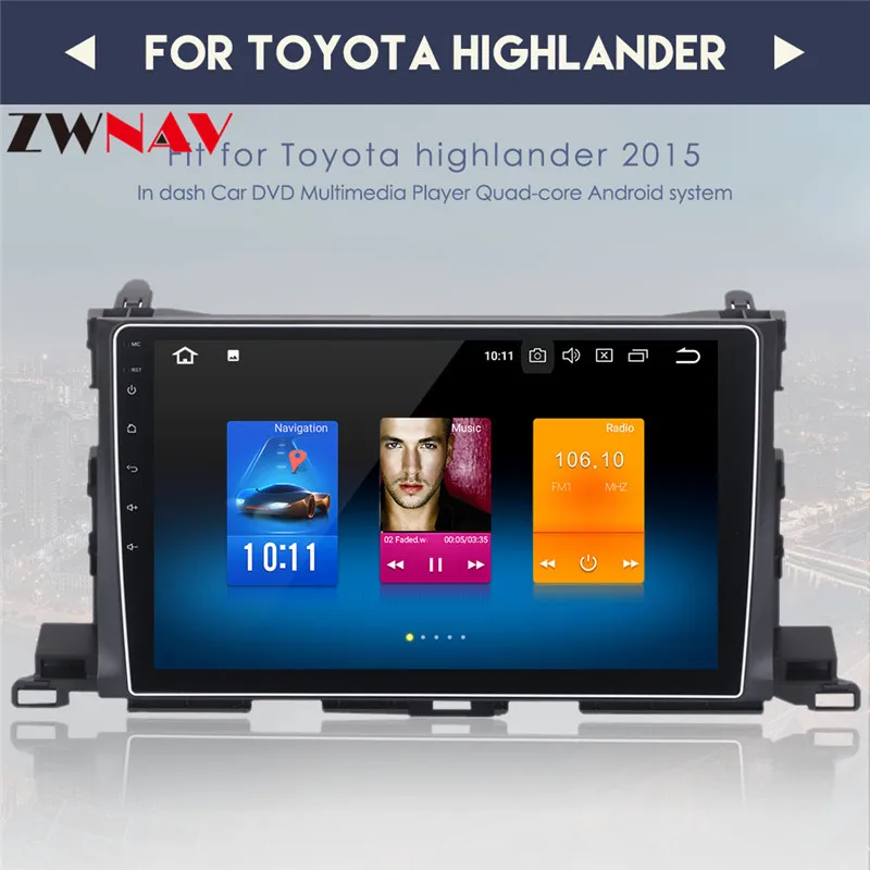 Discount IPS Screen Car Multimedia Player Android 8.0 For Toyota Highlander 2015 Car Radio GPS Navigation PX5 4Gb+32G Octa-Core no dvd 9