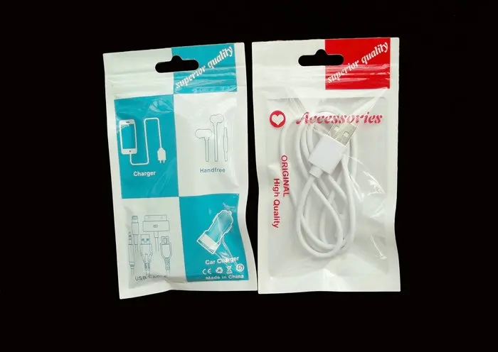 

1000pcs/Lot Plastic Zipper white Retail Packaging bags,cell phone USB cable charger headset Accessories package bags