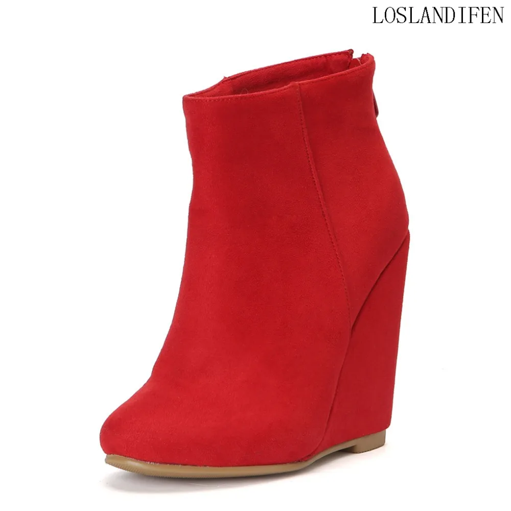 

Women's Handcrafted Wadge Heel Boots Simple Casual Party Wedding Ankle Boots Western Style Winter Shoes BFCM Fashion Booty N051