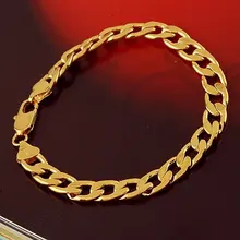 Ювелирные Изделия Браслет, 8 мм Цепи 18 К Желтое Золото Заполненный Парадные Мужские Браслет, B105 18 К Золотой Браслет, золотой Браслет