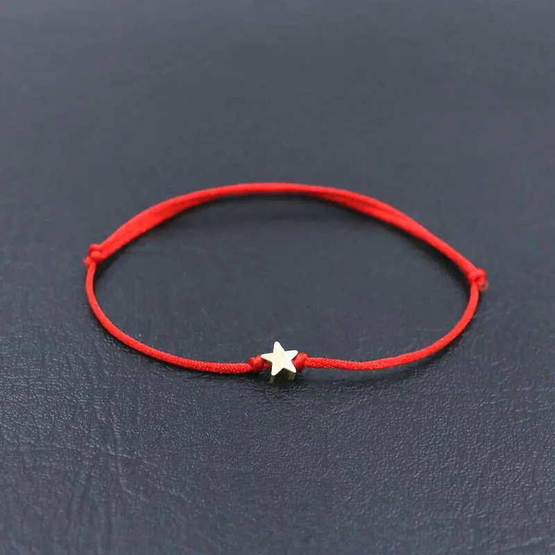 

BPPCCR Handmade Stainless Steel Five-pointed Star Charm Bracelet Thin Red Rope Thread String Bracelets For Men Women DIY Jewelry