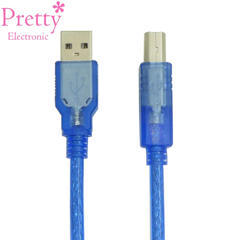 

1.5m 3m 5m USB 2.0 Print Line Transparent Blue Data line High Speed Square Mouth usb For Fax Machine Scanner Printer