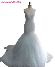 Charming Woman Mermaid Wedding Dress 2017 Vintage Sweetheart Lace up Back Beaded Pleat Long Organza Bridal Gown