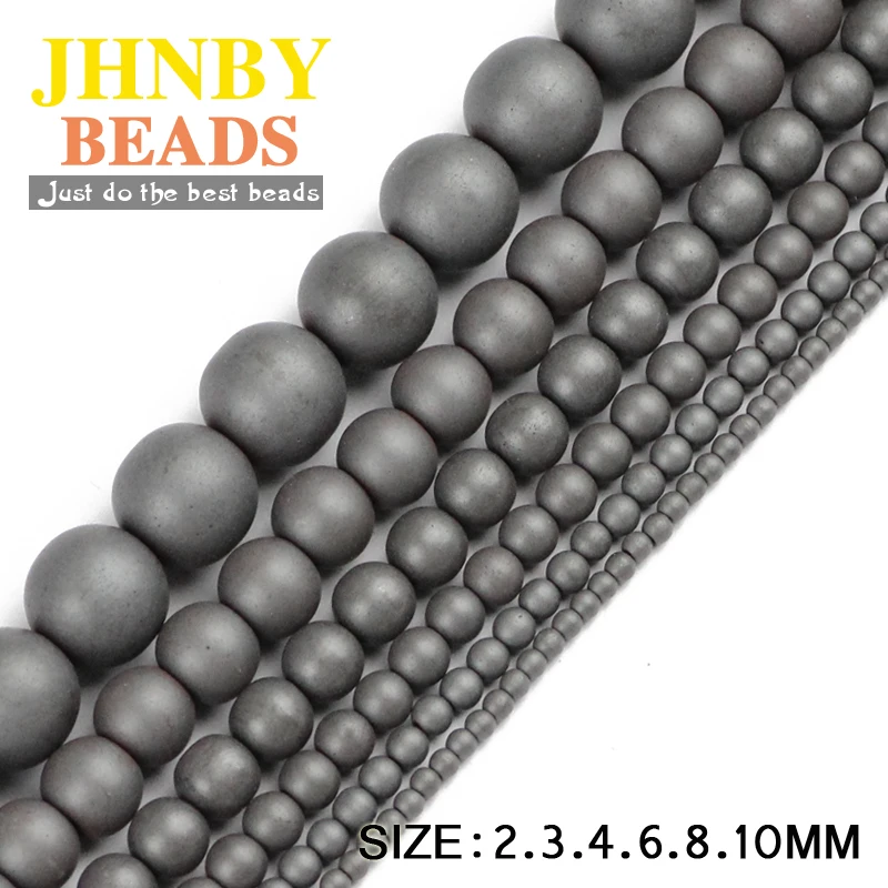 

JHNBY Matte Black Hematite beads Natural Stone ore Round Loose beads ball 2/3/4/6/8/10MM Jewelry bracelet Making accessories DIY