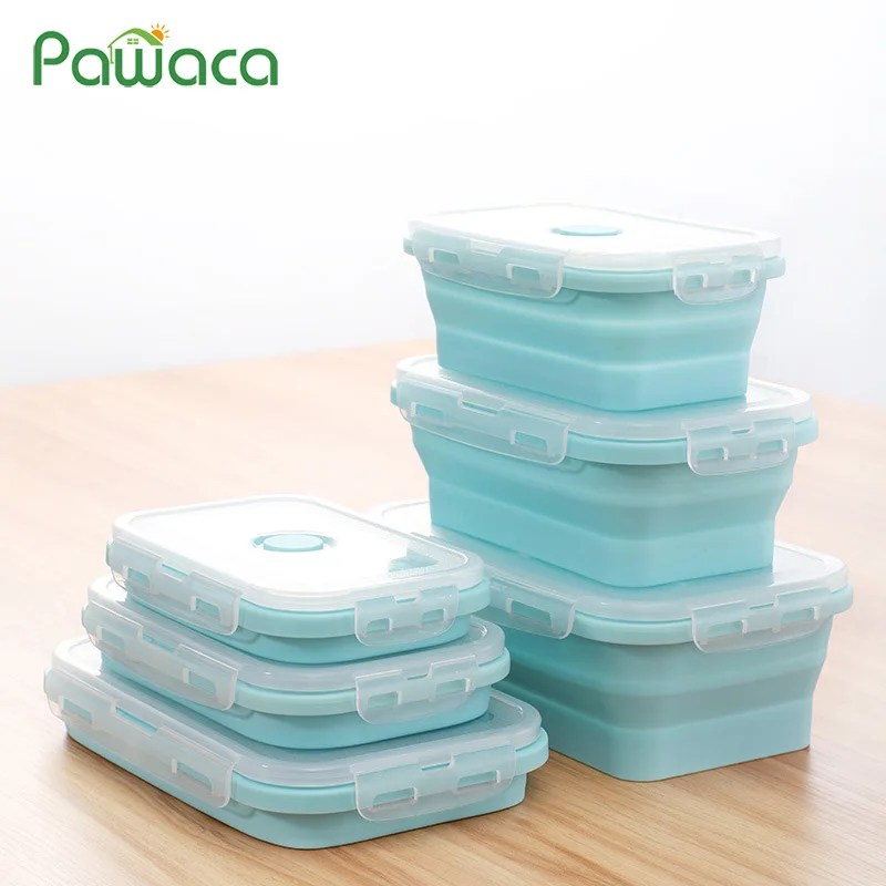 

Silicone Lunch Box Portable Collapsible Folding Food Storage Container BPA Free Microwave Dishwasher Safe Picnic Bento Box Bowl