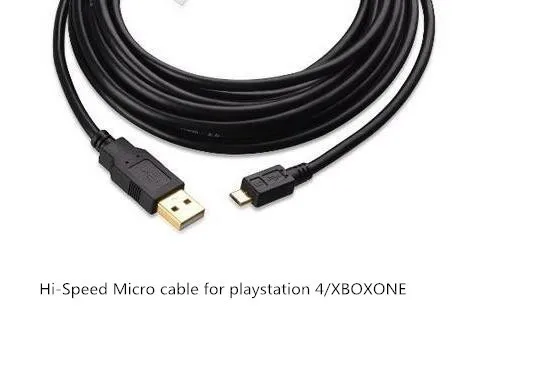 100 Декодер каналов кабельного телевидения 2,8 M позолоченный высокоскоростной MICRO USB кабель зарядного устройства для PS4 стороне корпуса беспроводного контроллера DUALSHOCK 4 PLAY& CHARGE