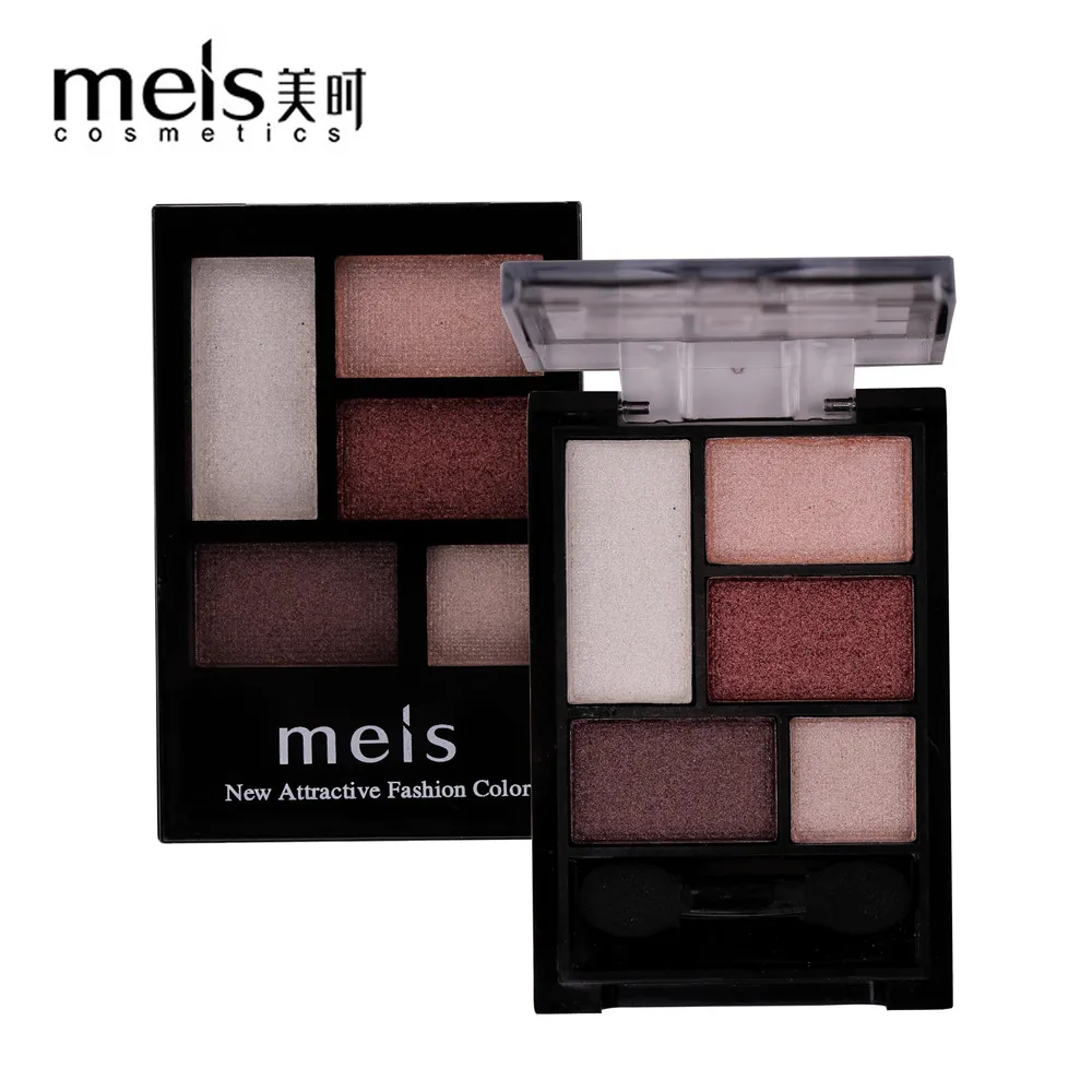

MEIS 5colors Free shipping glitter eyeshadow palette naked makeup brand colorful cosmetics professional shining eye shadow brush