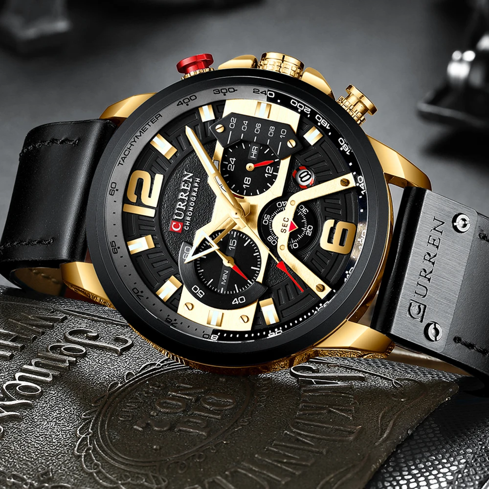 high qualtiy Curren Mens Watches Top Brand Luxury Chronograph Men Watch Leather Luxury Waterproof Sport Watch Men Male Clock Man Wristwatch drop shipping (7)