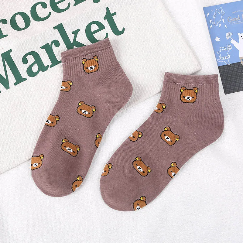 Продукт осень/зима Харадзюку прекрасный мультфильм колледжа стиль носки для женщин счастливый каваи медведь индивидуальность Tide Calcetines носки - Цвет: brown