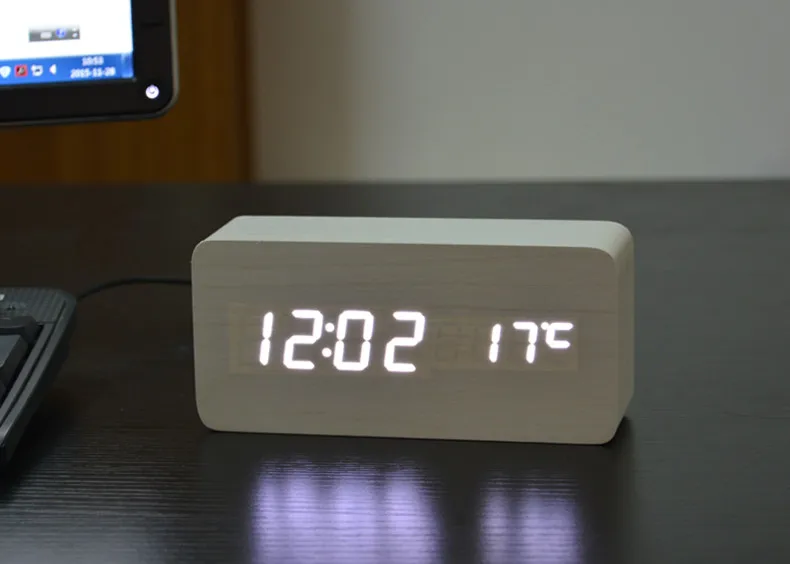 FiBiSonic светодиодный Деревянный Будильник, цифровые часы Despertador настольные часы Saat, reloj Настольный Будильник AAA/USB