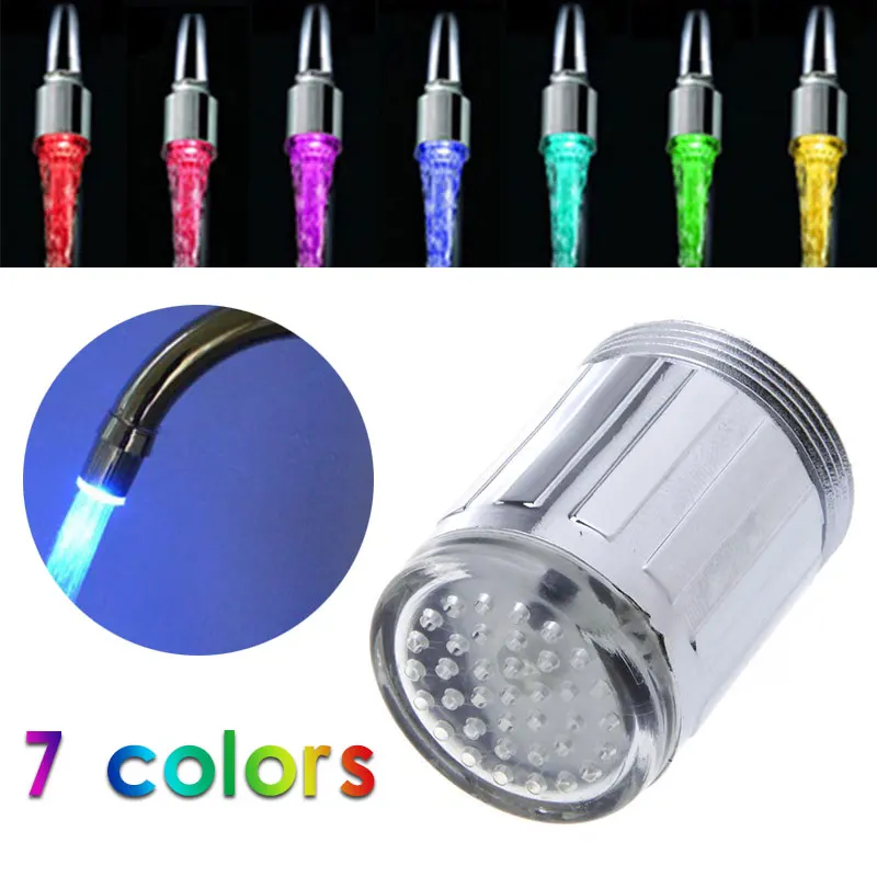 

7 Colorful Tap Nozzle LED Light Faucet Water Shower LED Faucet Light Creative Drop Shipping Changing Colors TE Tap Faucets