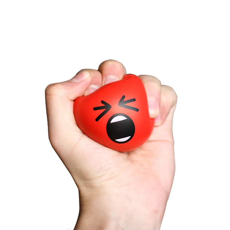 6.3cm Cute Funny Emoji Faces Squeeze Ball Anti Stress Hand Wrist Rubber