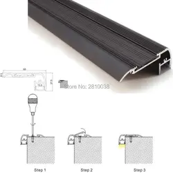 13 м X 1 м наборы/лот лестница шаг алюминиевый профиль светодио дный светодиодные полосы света и черный светодио дный готовый светодиодный
