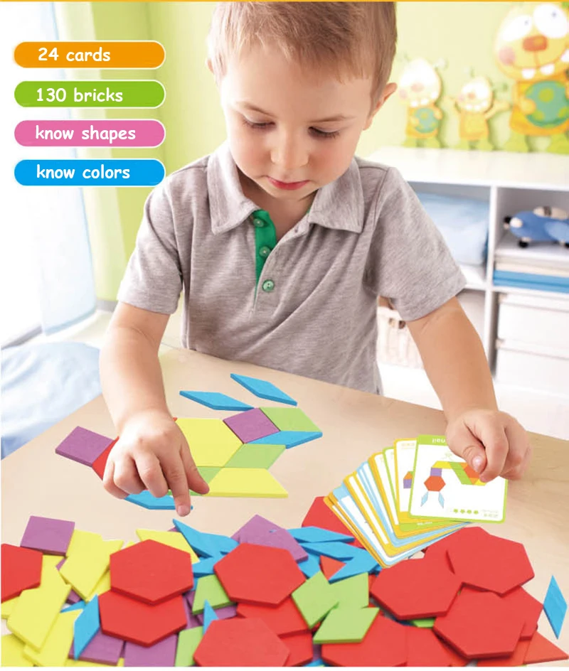 Геометрическая форма DIY Puzzle деревянные кирпичи креативные головоломки игрушки коробка наборы Развивающие игрушки подарки на день рождения