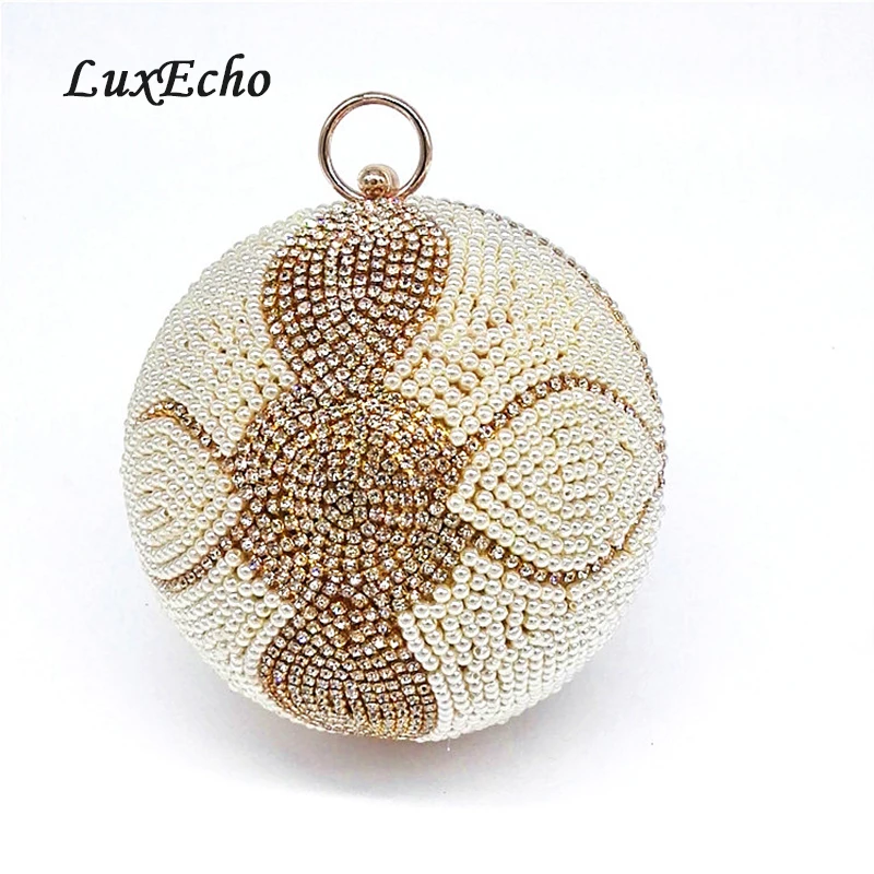 Женские вечерние сумки LuxEcho с круглыми бусинами и цепочками модные клатчи на