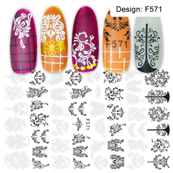 1 шт наклейка для ногтей черная буква водная ползунок цветок Фламинго летний дизайн ногтей переводные наклейки маникюрные обертки Фольга Инструмент LEF554-563 - Цвет: F571