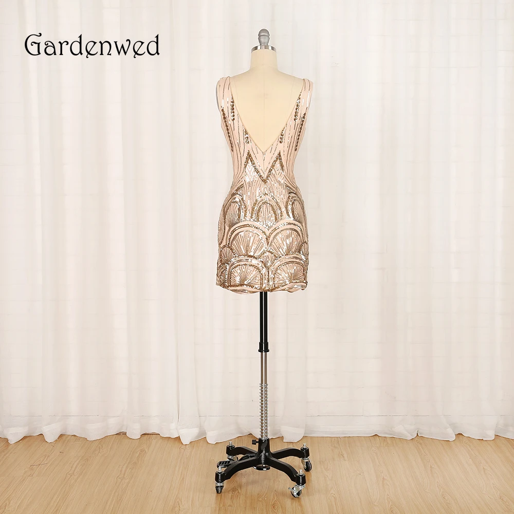 Gardenwed пикантные Homecoming платье коричневый Новое поступление 2019 года V образным вырезом блесток Леди Формальное для коктейльной вечеринки