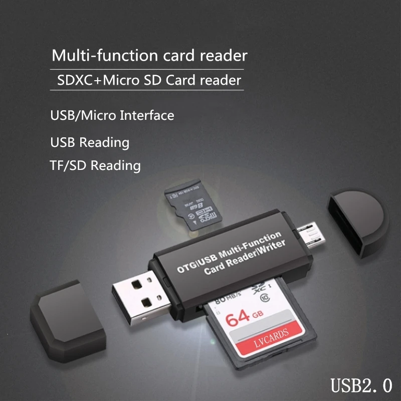 Картридер GAOMUYUE USB2.0 для MicroSD в кардридере s usb 2,0 для SD/TF карт на ПК и Loptop и телефоне low3