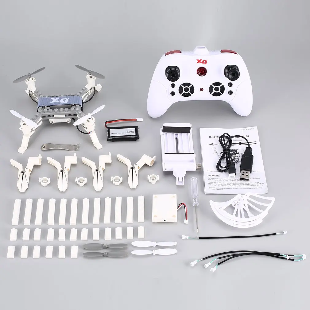

XG171 Mini Smart 2.4G RC Building Block 3D Bricks FPV Quadcopter Drone Aircraft with Camera Altitude Hold Headless Mode 3D Flips