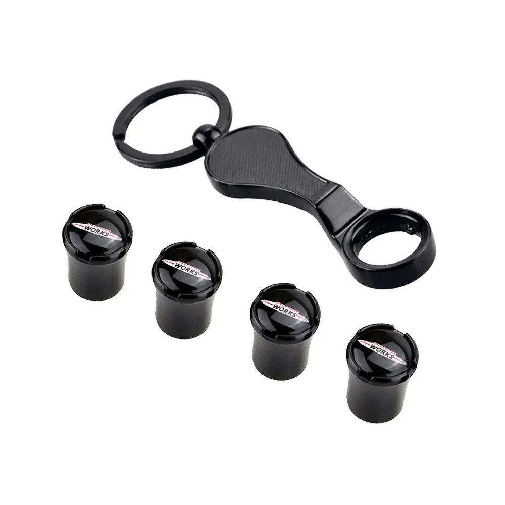 Keychain Wrench 4pcs Metal Wheel Tire Stmes Valves Caps For MINI Cooper