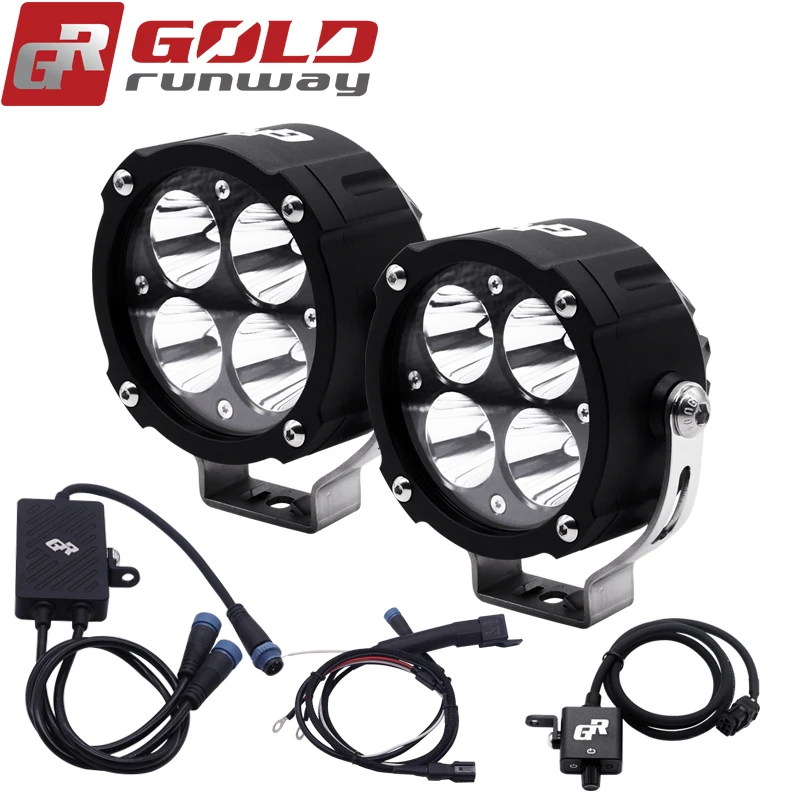 

2018 Goldrunway Motorcyc leauxiliary light spotlight 4200LM Motos U3 Driving Spot led Waterproof fog light with Wiring harness