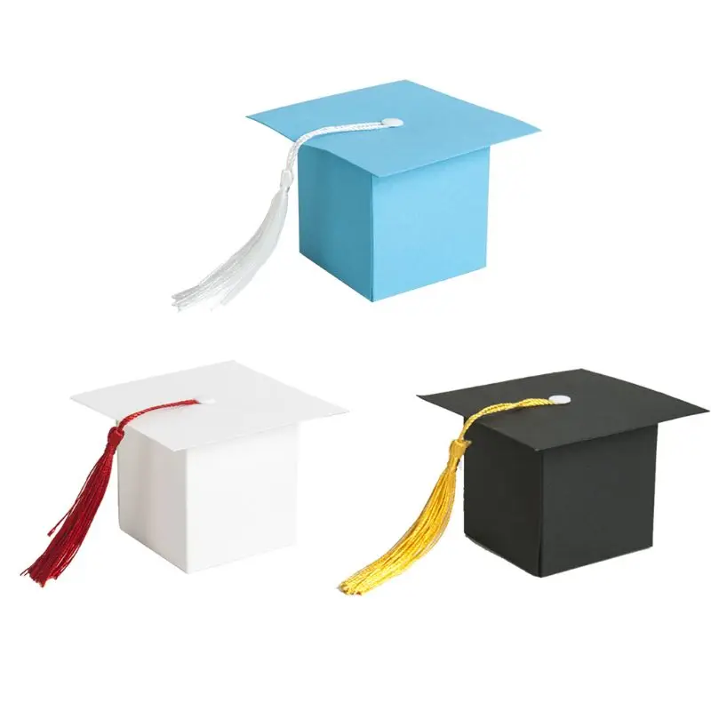 

10Pcs Creative Candy Boxes Set Trencher Cap-Design Packing Case Decor Dectoral Hat-Pattern Gifts Package Party Favor Bag