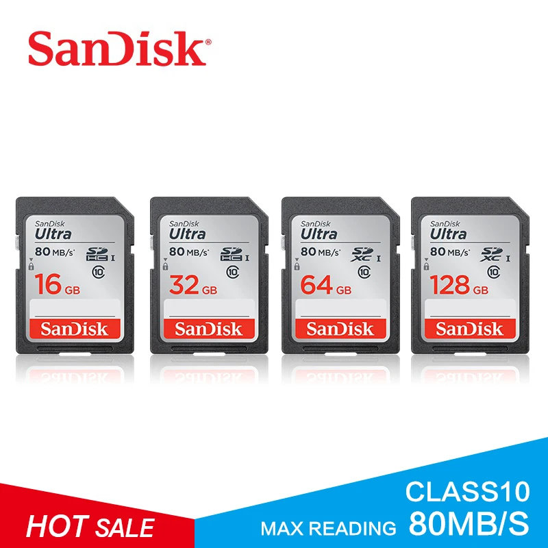 

SanDisk Memory Card Ultra SDHC/SDXC Class10 16GB 32GB 64GB 128GB SD Card C10 UHS-I 80MB/s Read Speed for Camera Camcorder SDUNC