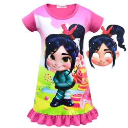 Wreck-It Ральф 2 Vanellope von Schweetz Маска Косплей Hallowmas Дети Девочка платье Летний костюм для косплея девушка мода пижамы