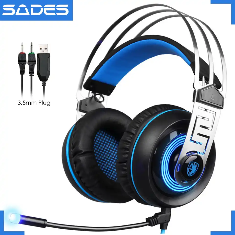 Original Sades A7 3 5mm Plug Big Gaming Headset Computer Game Headphones With Mic Backlight For Game Player Game Headphones Headphones With Micgameing Headphones With Mic Aliexpress