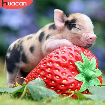 

HUACAN New Arrival 5d Diamond Painting Pig Diy Diamond Embroidery Sale Animal Square Full Diamond Mosaic Picture Of Rhinestone