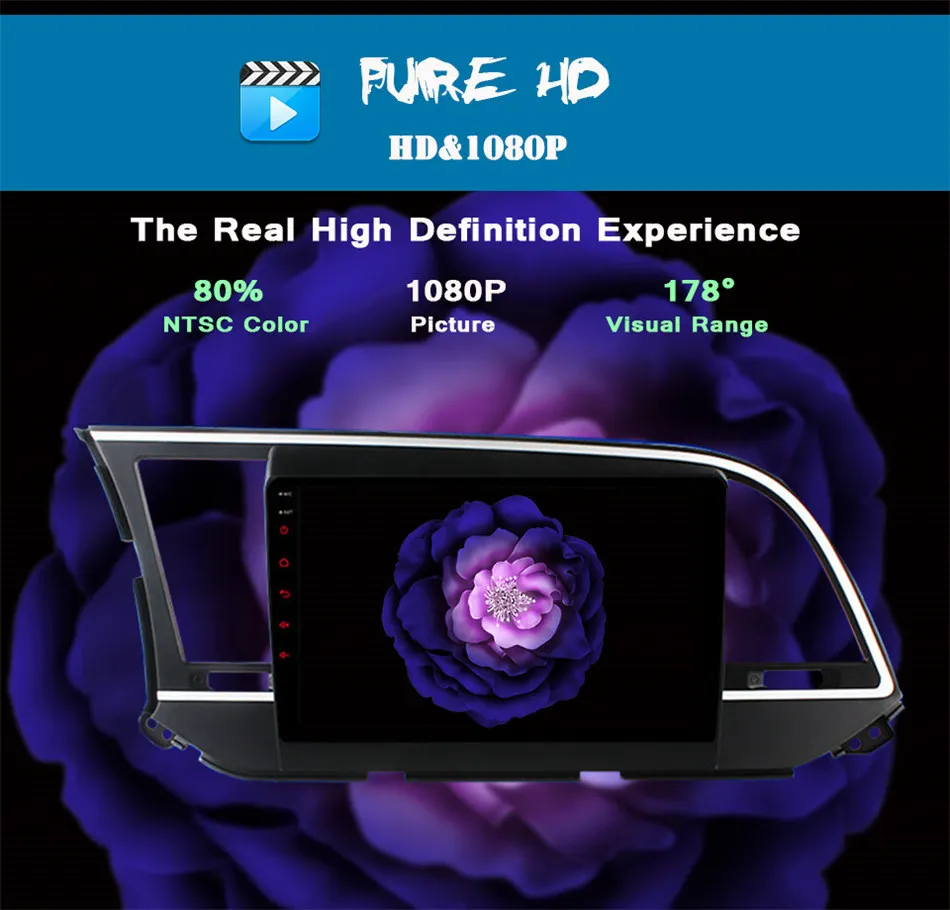 Excellent 9inch in dash car video audio a/v multimedia headunit gps navi monitor Android 9.0 for HYUNDAI ELANTRA 2017 2018 dab mirror swc 4